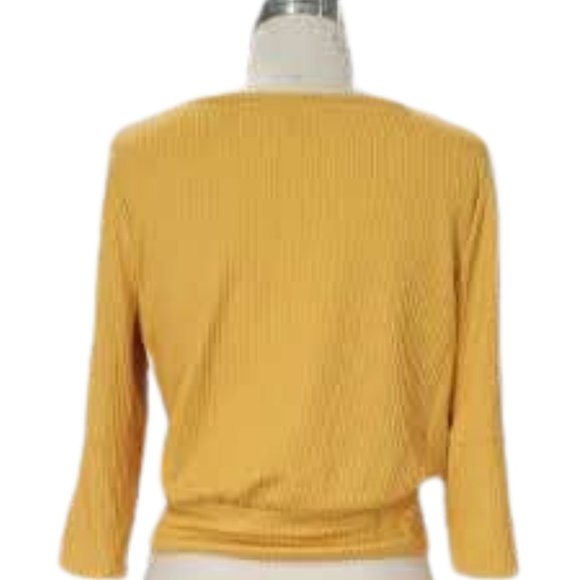 SUNBURST BCX LATTICE 3/4 SLEEVE CROP RIBBED TOP SIZE M - Picture 3 of 3